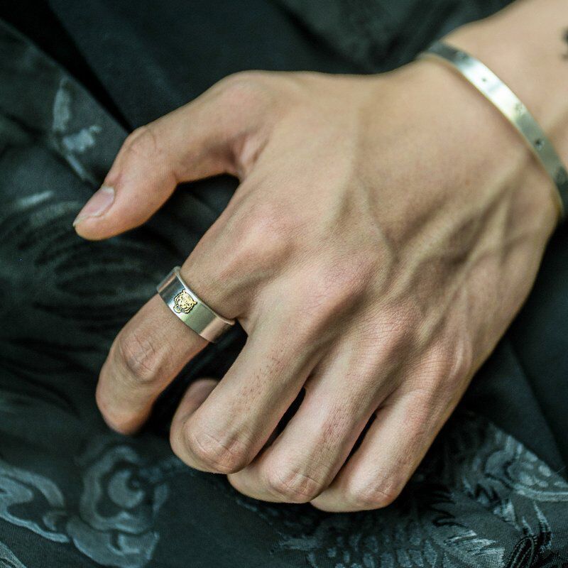 Anillo Tigre Dorado S925