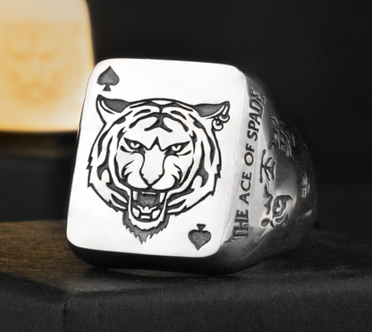 Anillo Sello Del Tigre 14K